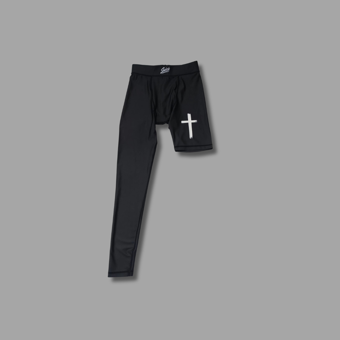 BLACK SINGLE-LEG COMPRESSION TIGHTS