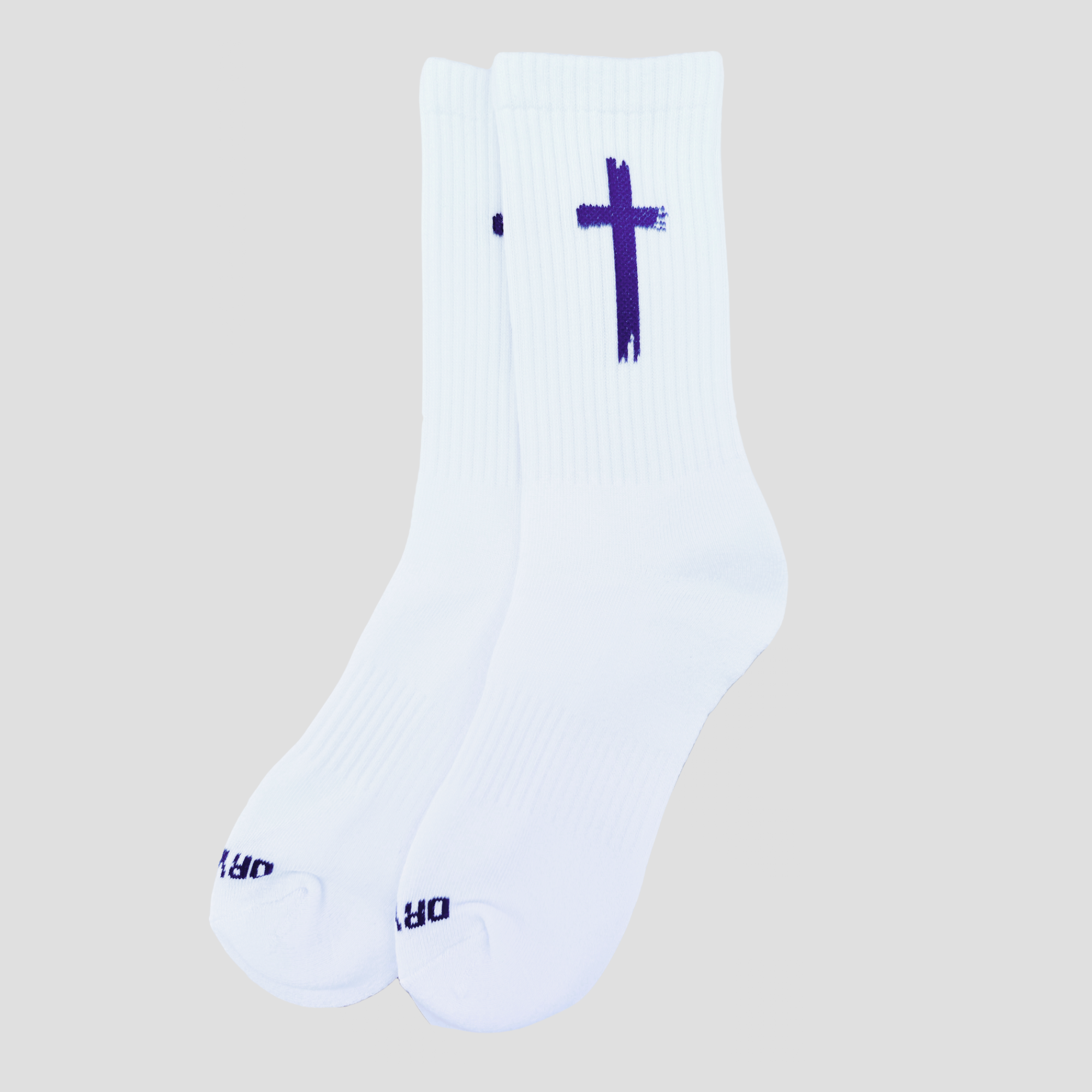 Swish Lab Cross Logo crew socks featuring cushioned footbed, ribbed arch support, and breathable athletic cotton blend.